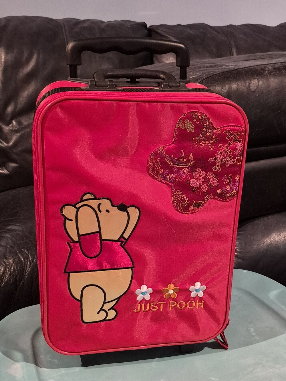 Vintage Y2K Disney Just Pooh Red Kids Rolling Suitcase